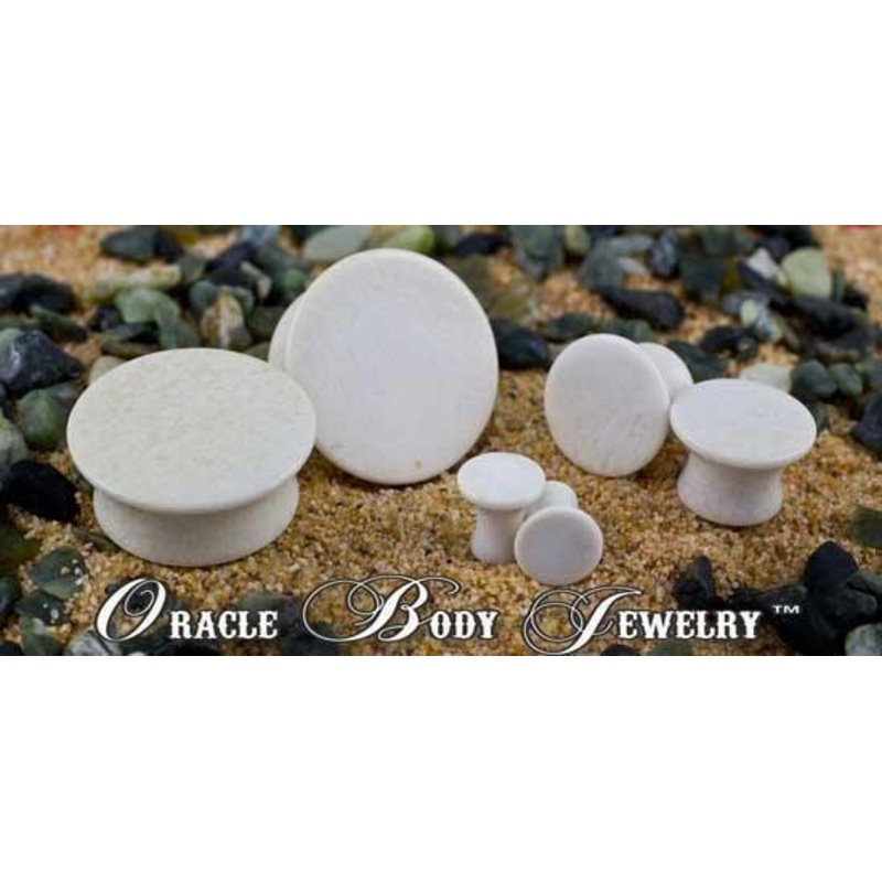 White Agate Mayan Plugs by Oracle Body Jewelry 8 gauge (3mm) White Agate Pair