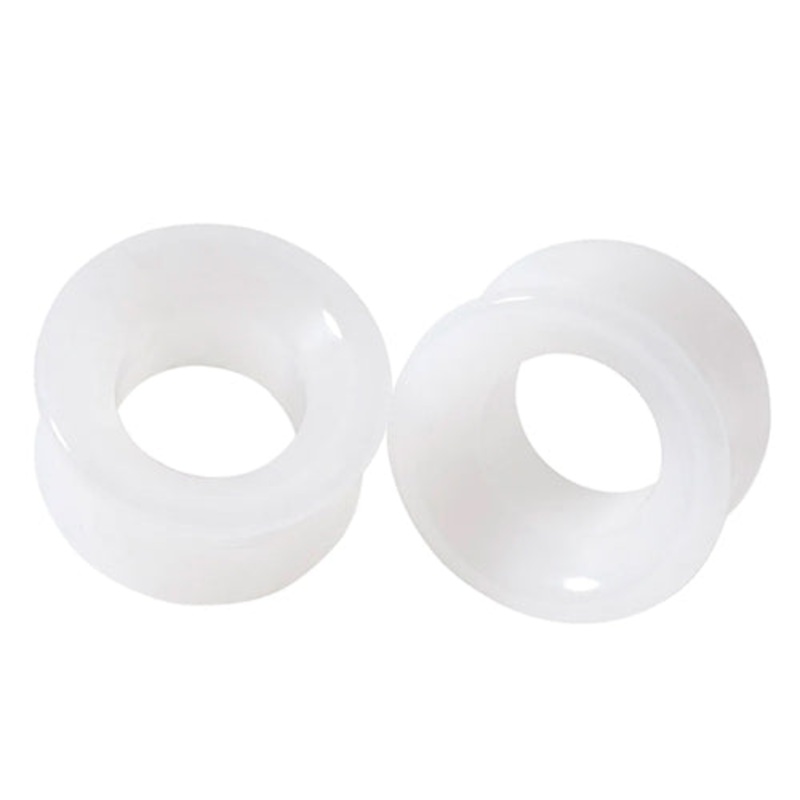 White Jade Tunnels by Diablo Organics 9/16 inch (14mm) White Jade Pair