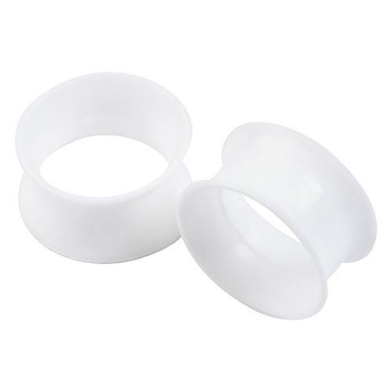 White Thin-Wall Silicone Tunnels 2 gauge (6mm) White Pair