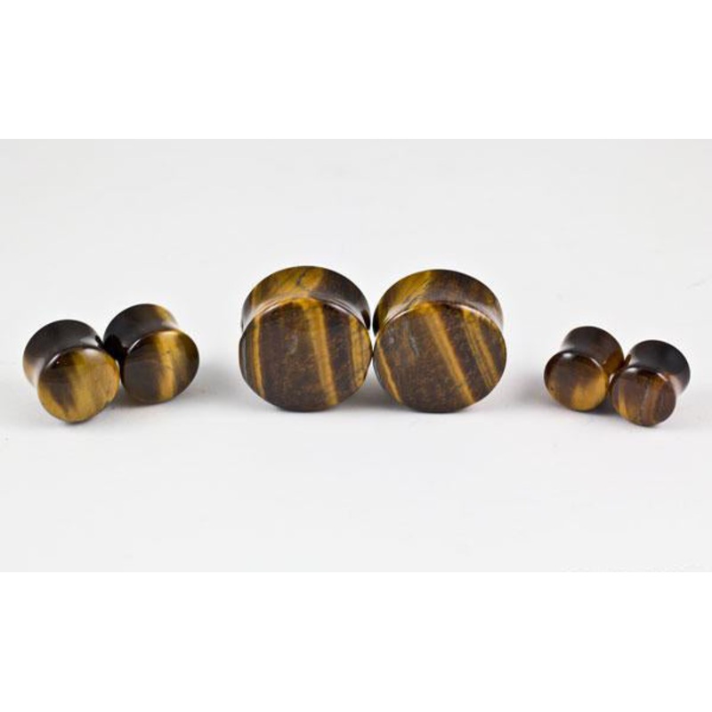 Yellow Tiger Eye Plugs by Oracle Body Jewelry 6 gauge (4mm) Yellow Tiger Eye Pair