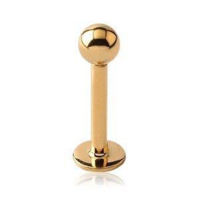 14g Gold Labret 14g – 1/4″ long (6mm) – 3mm ball Gold Stainless