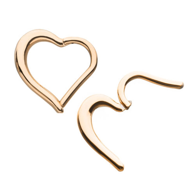 Heart Rose Gold Hinged Ring 16g – 5/16″ diameter (8mm) Rose Gold Stainless