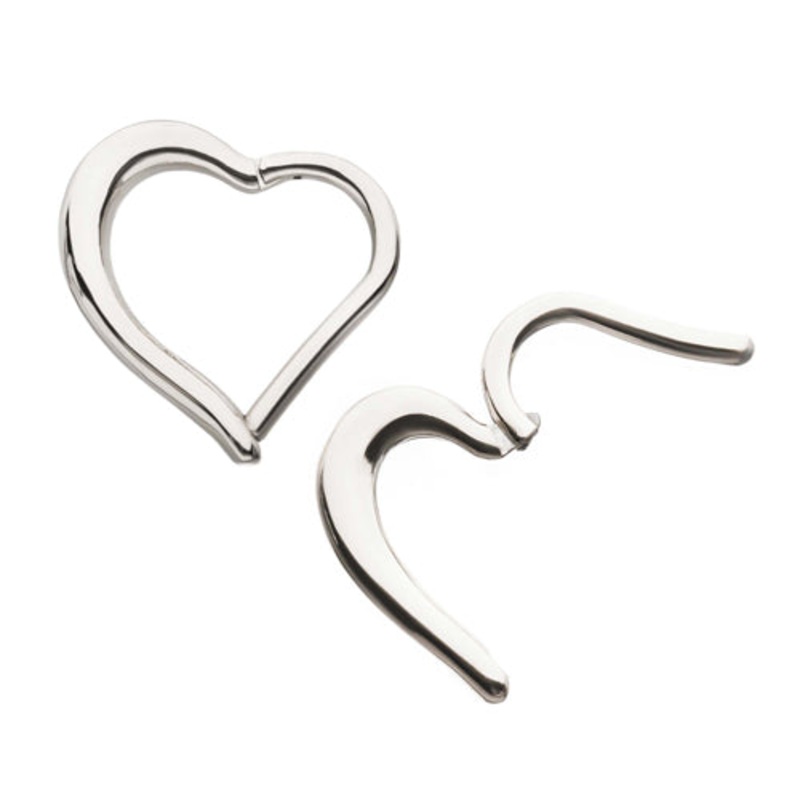 Heart Stainless Hinged Ring 16g – 5/16″ diameter (8mm) Stainless Steel