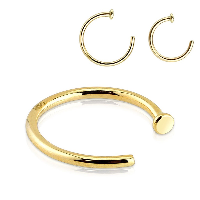 Yellow 14k Gold Nose Hoop 20 gauge – 5/16″ diameter Solid 14k Yellow Gold
