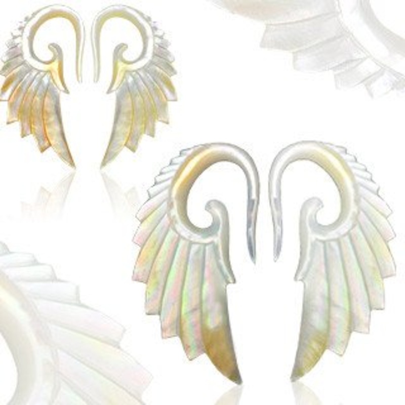 Angel Wing Mother of Pearl Hangers 10 gauge (2.5mm) Mother of Pearl Pair