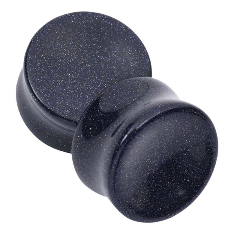 Blue Goldstone Concave Plugs 0 gauge (8mm) Blue Goldstone
