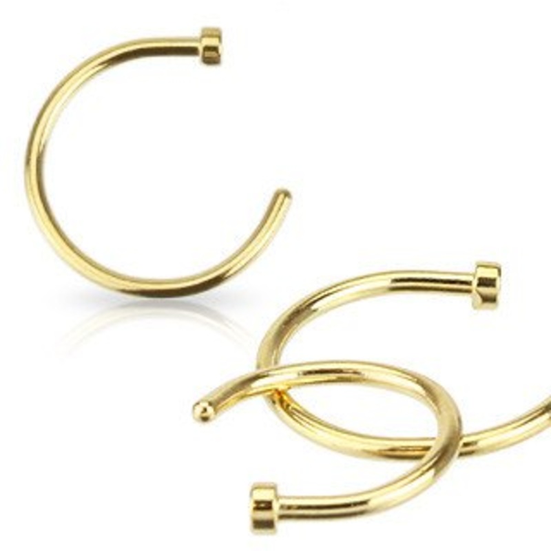 Gold Nose Hoop 20g – 1/4″ diameter (6mm) Gold Stainless