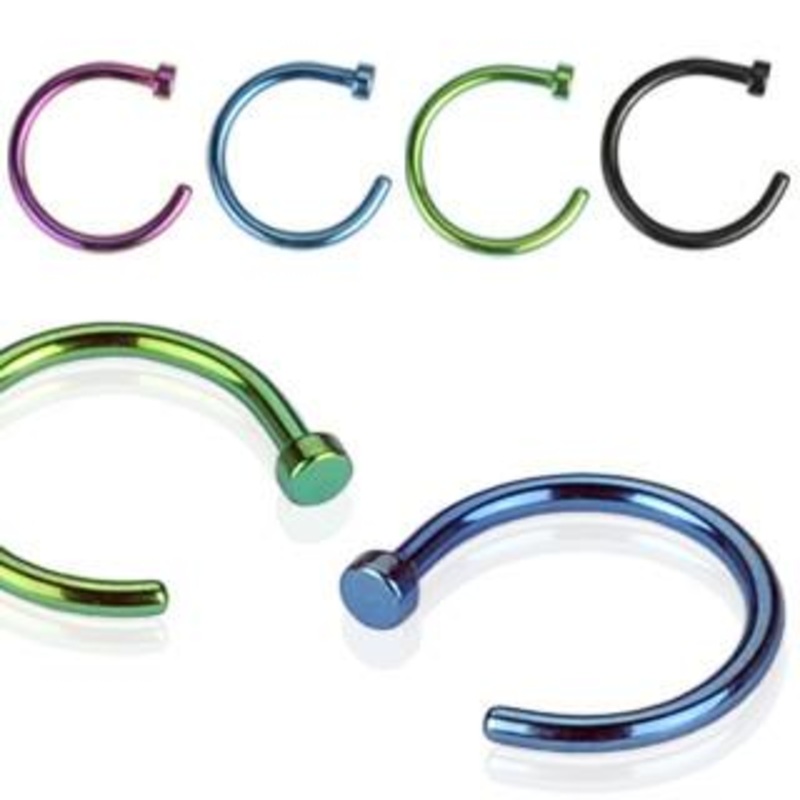 PVD Coated Nose Hoop 20g – 1/4″ diameter (6mm) Blue