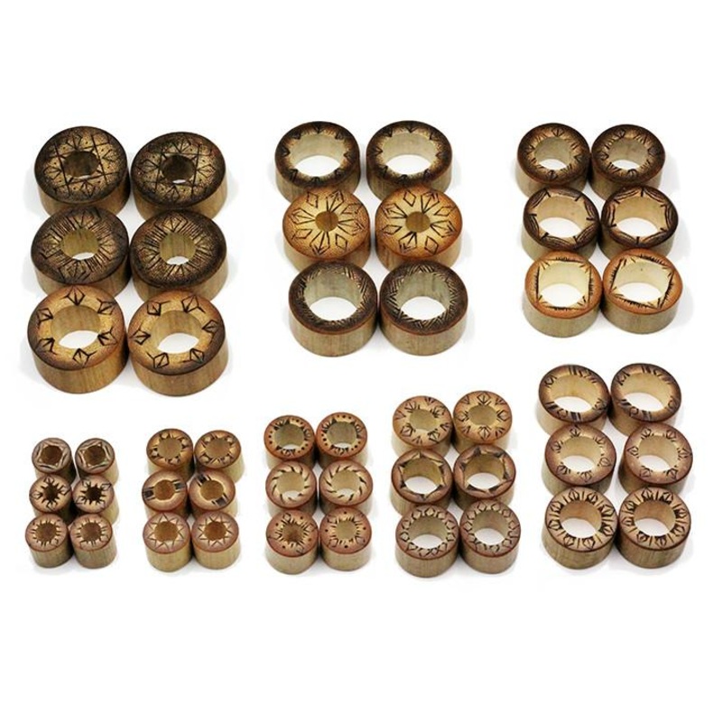 Pyrographic Bamboo Tunnels by Organic LLC Pair 5/8 inch (16mm) Bamboo