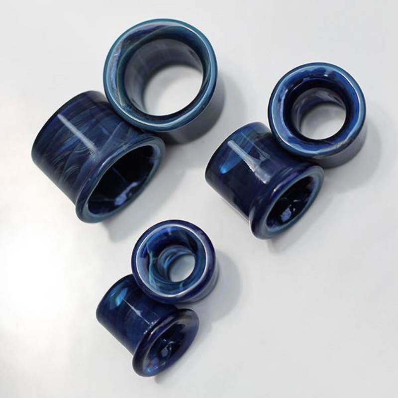 Single Flare Glass Tunnels by Glasshouse 33 0 gauge (8mm) Light Jade Pair