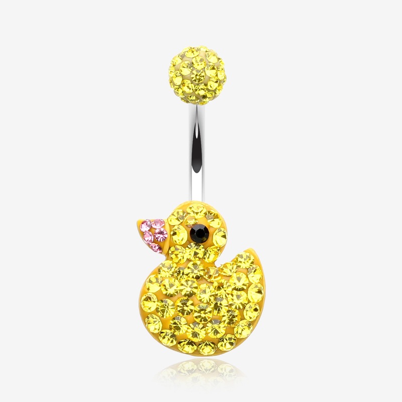 Cute Rubber Duck Multi-Gem Sparkle Belly Button Ring