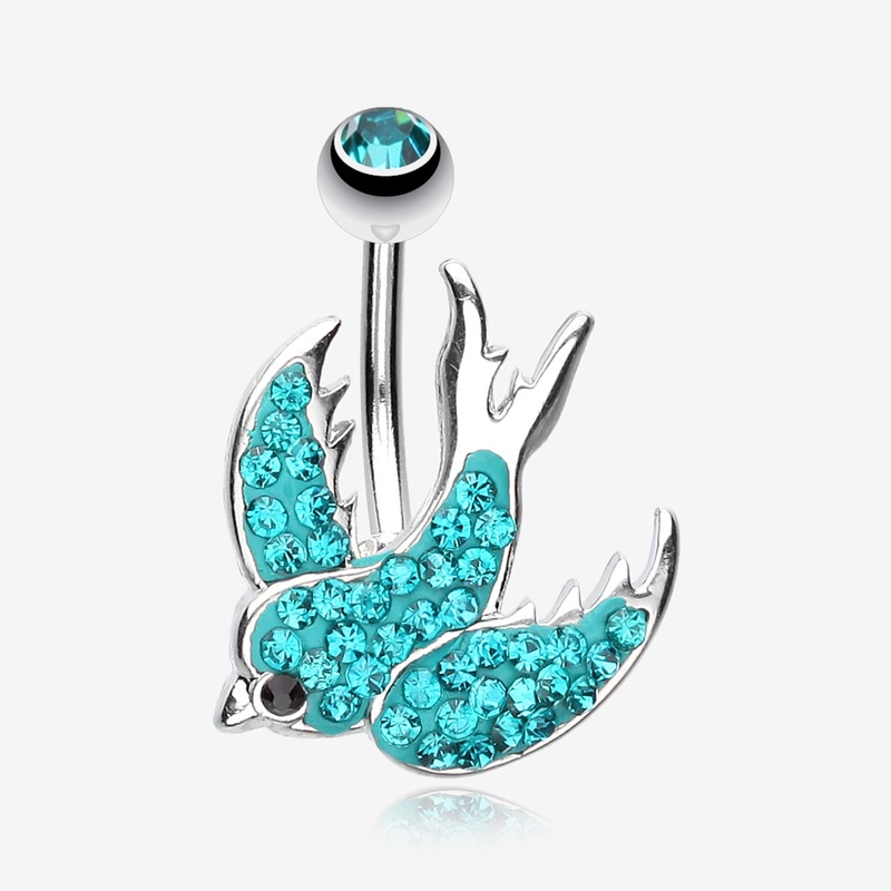 Multi-Gem Sparkle Swallow Multi-Gem Belly Button Ring