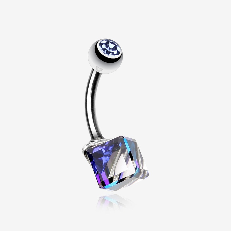 Prism Cube Box Belly Button Ring