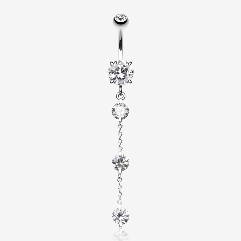 Triple Crystal Droplets Belly Button Ring
