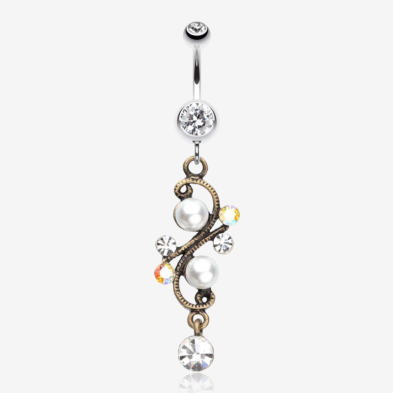 Vintage Pearl Journey Belly Button Ring