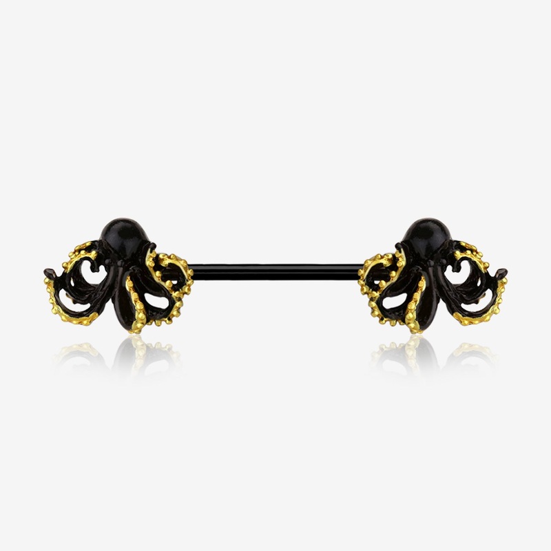 A Pair of Blackline Kraken Sea Monster Nipple Barbell