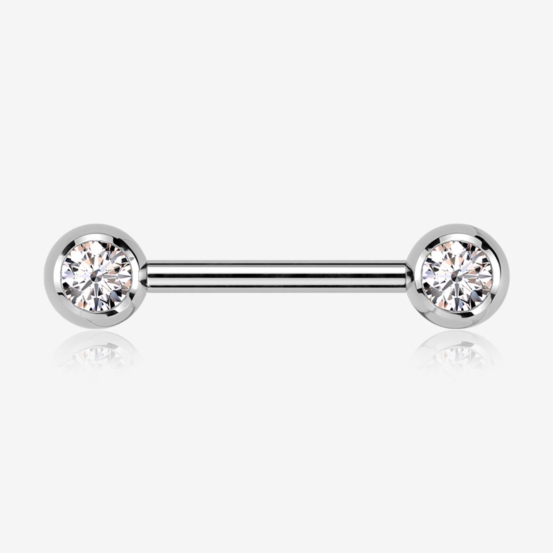 A Pair of Implant Grade Titanium Gem Ball Internally Threaded Nipple Barbell 14 GA (1.6mm), 1/2″ (12mm), Gem: 5mm