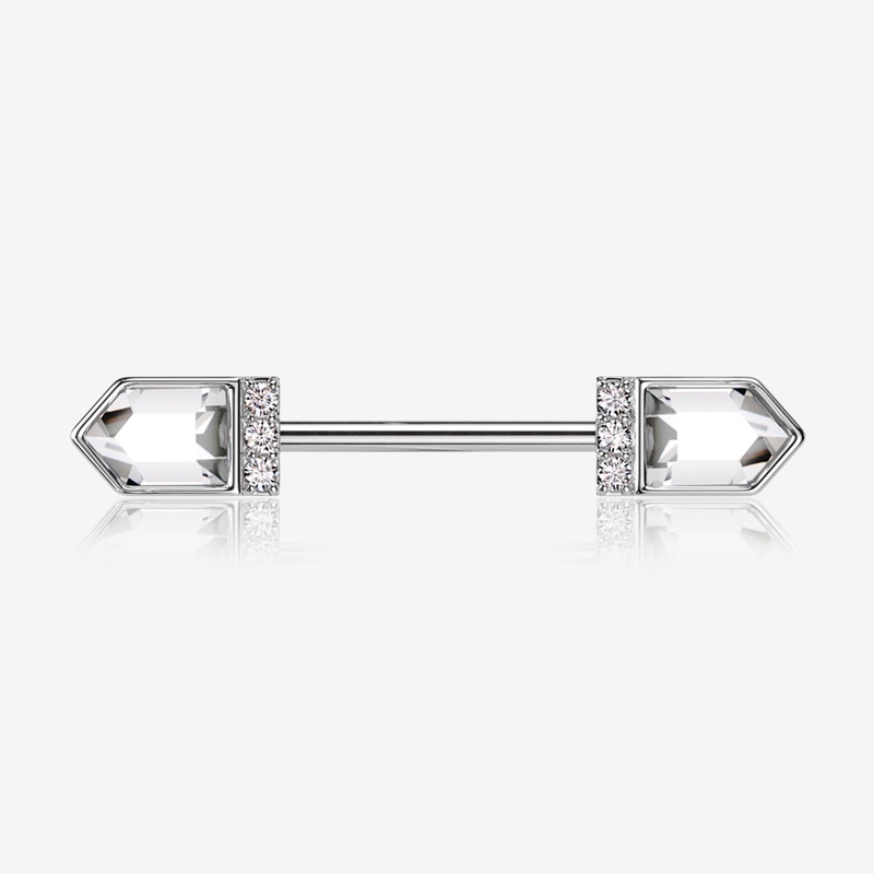 A Pair of Majestic Sparkle Point Nipple Barbell 14 GA (1.6mm), 1/2″ (12mm)