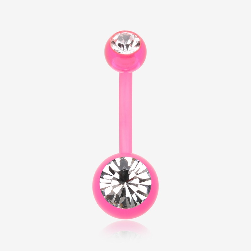 Bio Flexible Shaft Gem Ball Acrylic Belly Button Ring