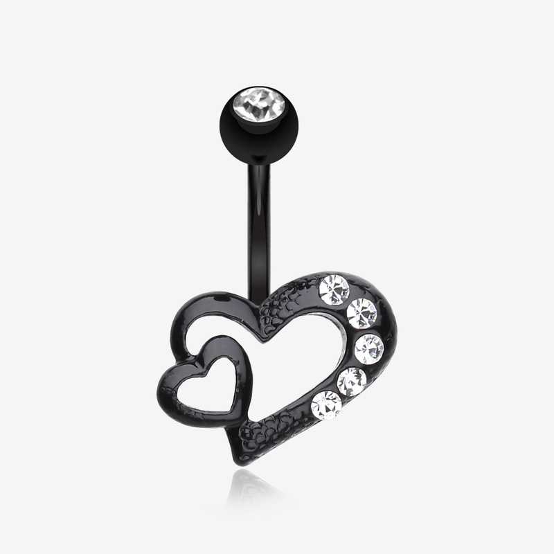Blackline Heart on Heart Belly Ring