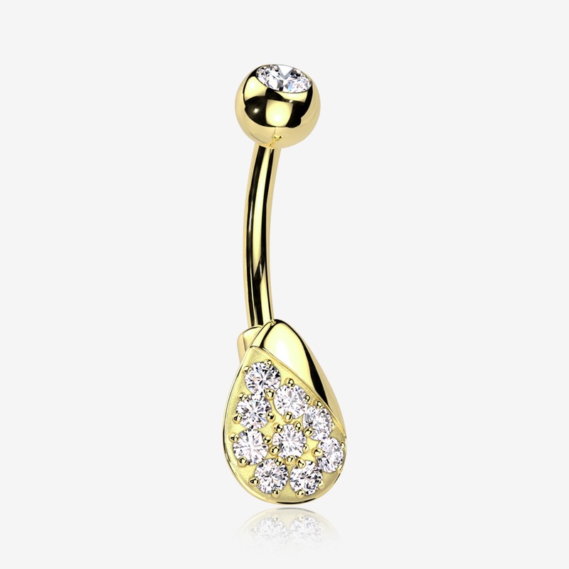 Golden Essence Sparkle Dew Droplet Belly Button Ring