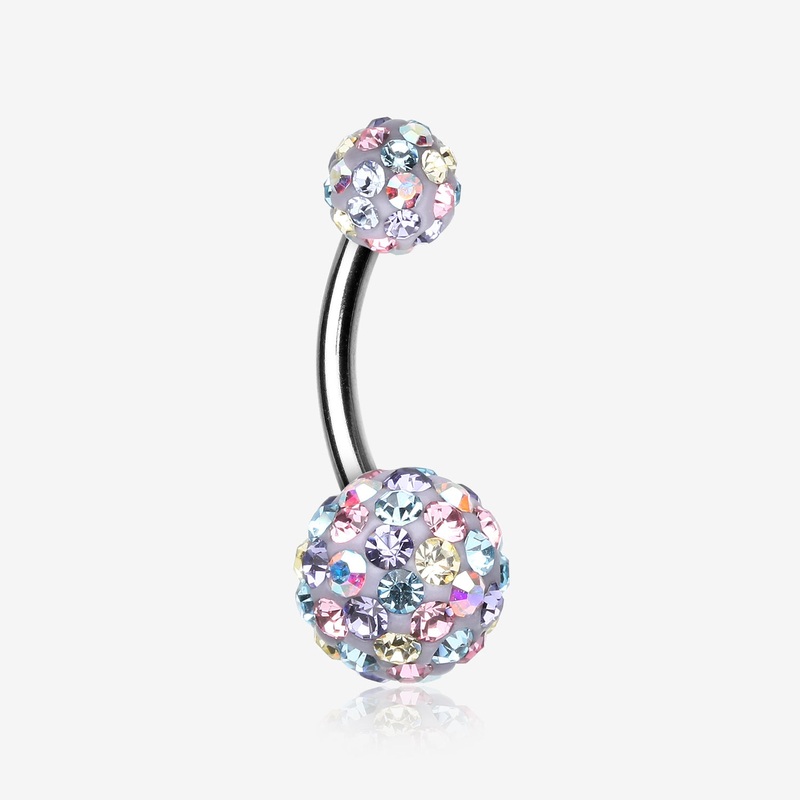 Retro Motley Multi-Gem Sparkle Belly Button Ring