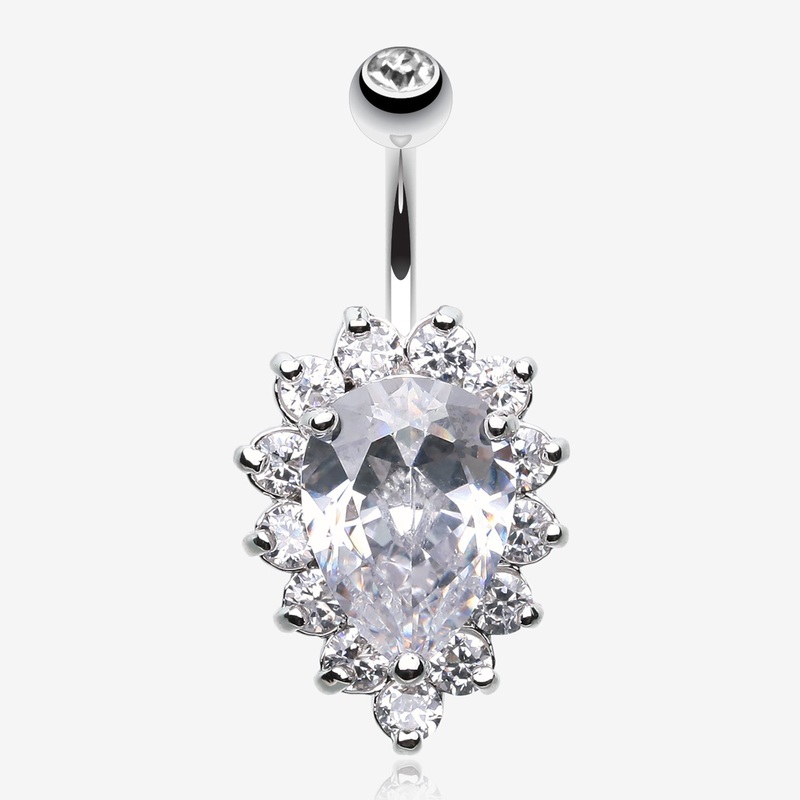 Sparkle Dazzle Droplet Multi Gem Belly Button Ring