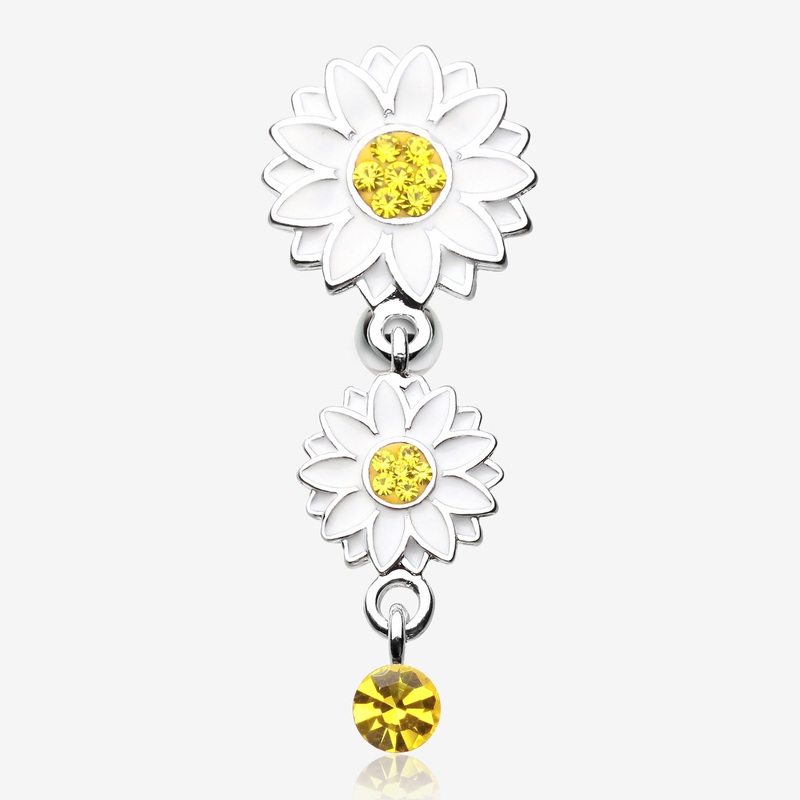 Beach Sunflower Reverse Belly Button Ring