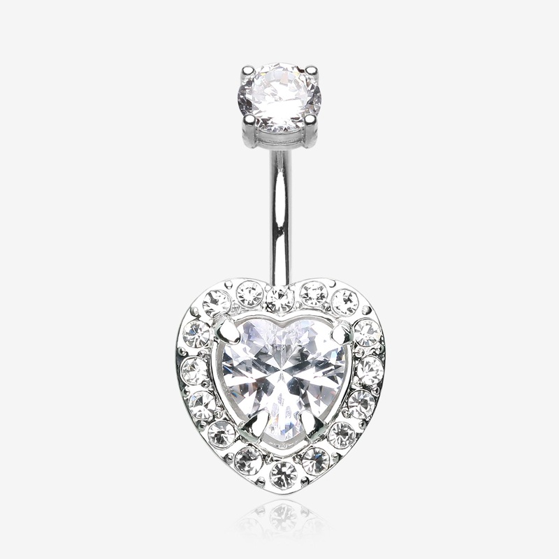 Brilliant Heart Sparkle Belly Button Ring