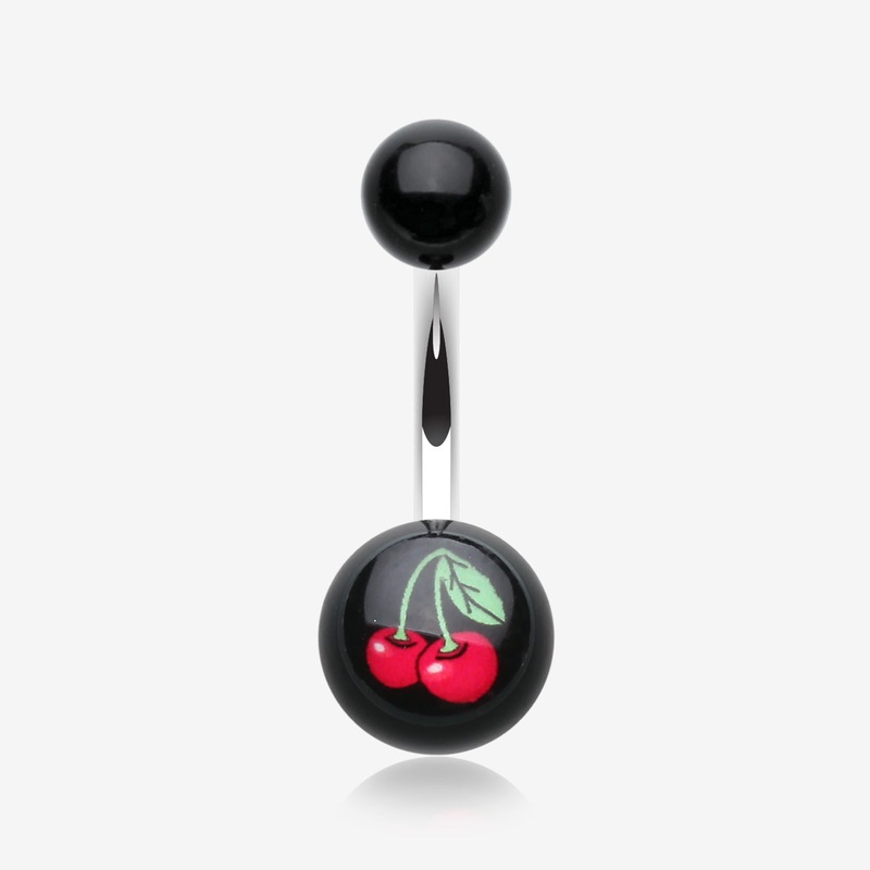 Cherry Acrylic Logo Belly Button Ring