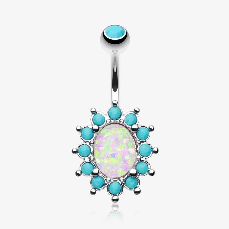 Elegant Opal Turquoise Belly Button Ring