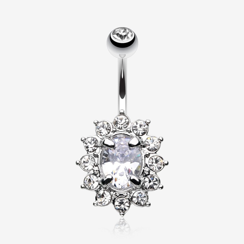 Flower Dazzle Sparkle Belly Button Ring