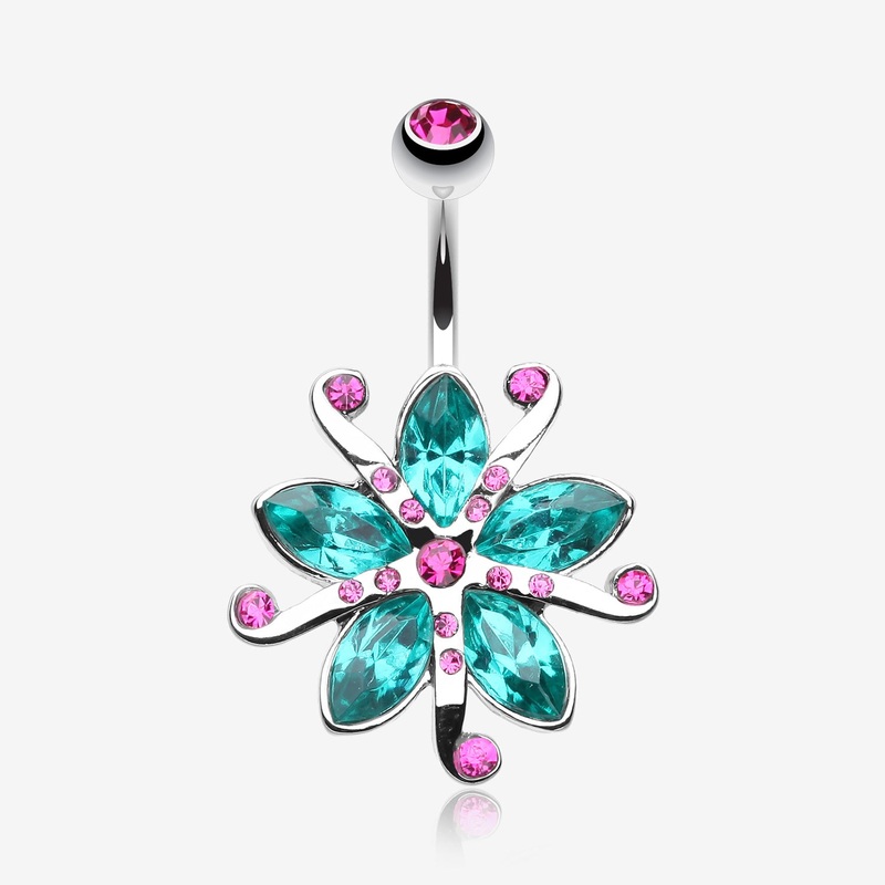 Glistening Lily Blossome Flower Belly Button Ring