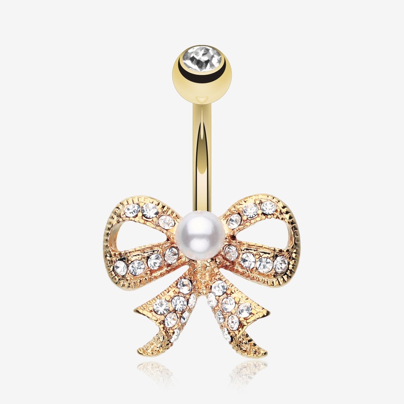 Golden Bow-Tie Splendid Belly Button Ring