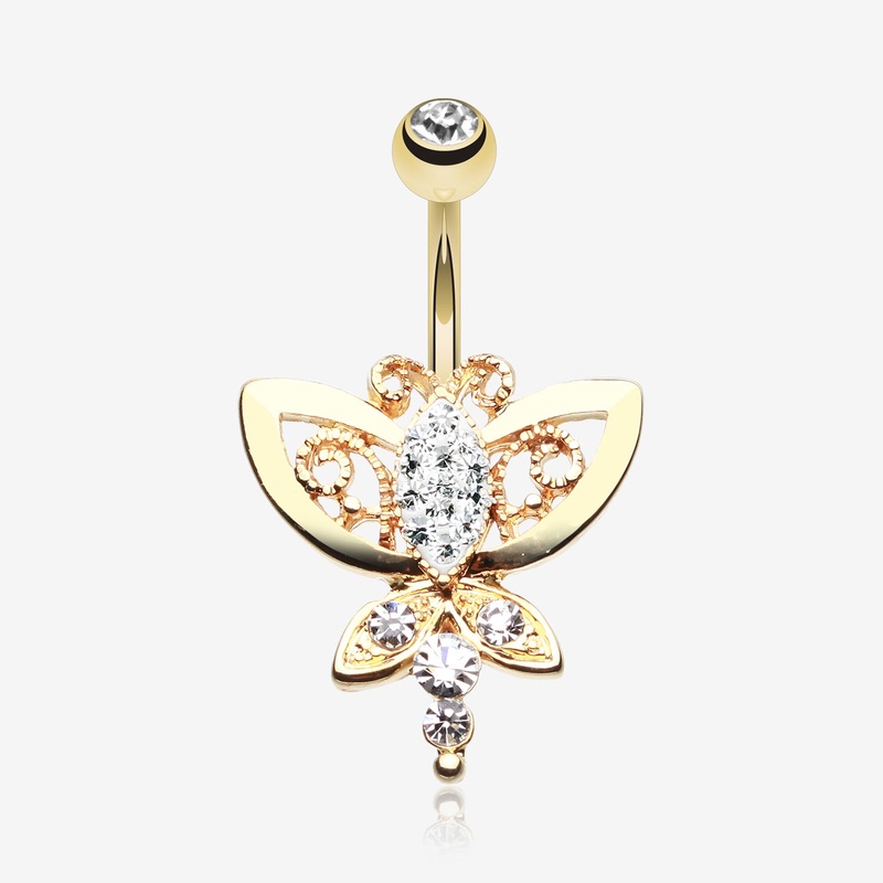 Golden Butterfly Grand Belly Button Ring