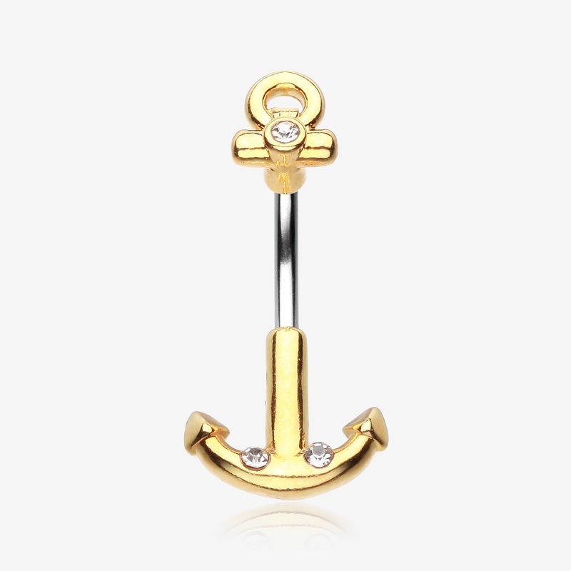 Golden Classic Anchor Dock Belly Button Ring