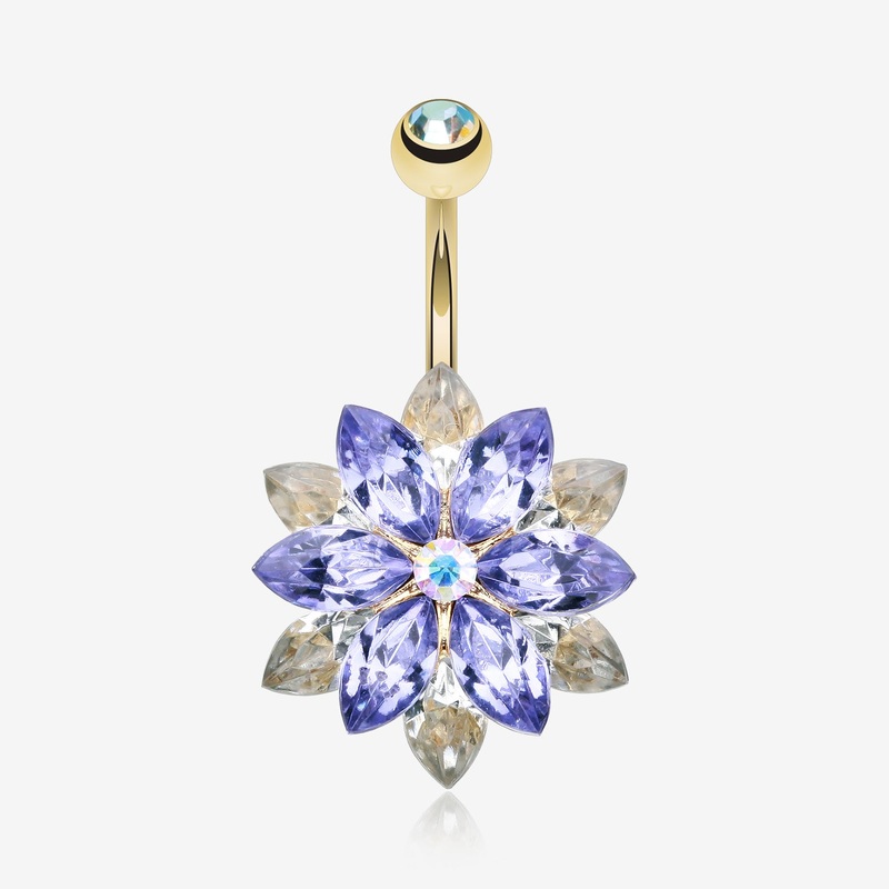 Golden Marquis Lotus Belly Button Ring