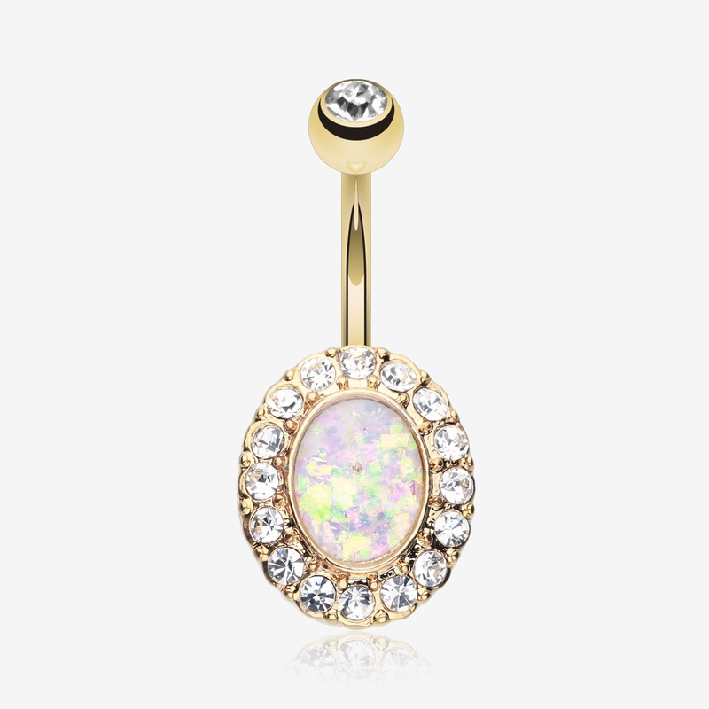 Golden Opal Elegance Belly Button Ring