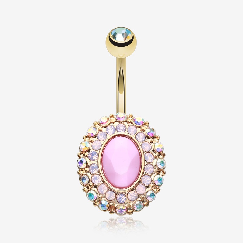 Golden Pink Radiance Belly Button Ring