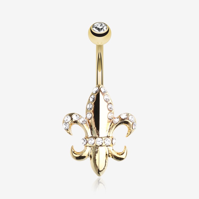 Golden Royal Fleur De Lis Belly Button Ring