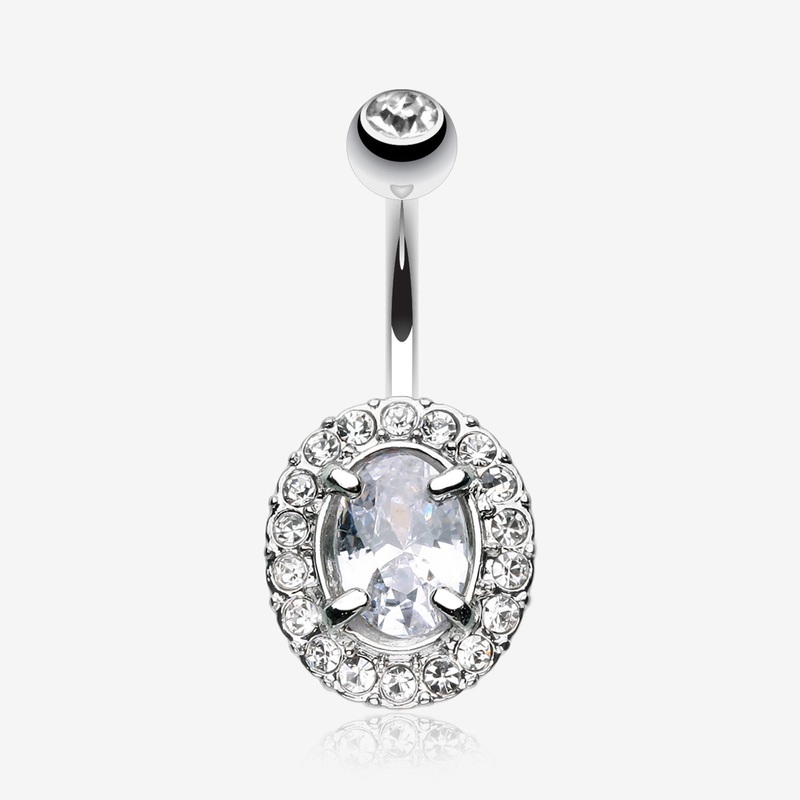 Grand Sparkle Prong Gem Belly Button Ring