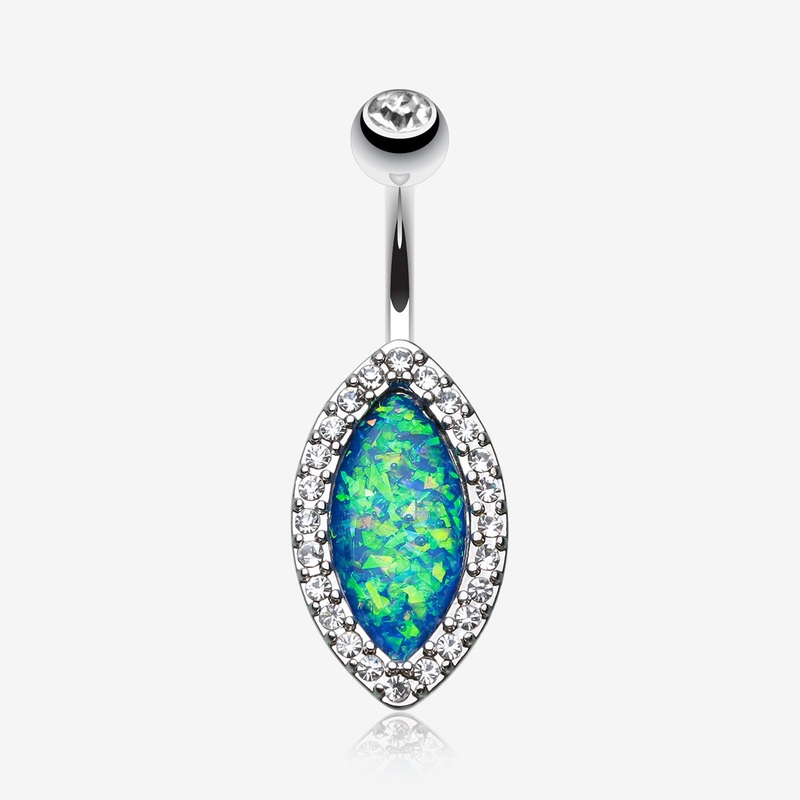 Opal Diamante Belly Button Ring