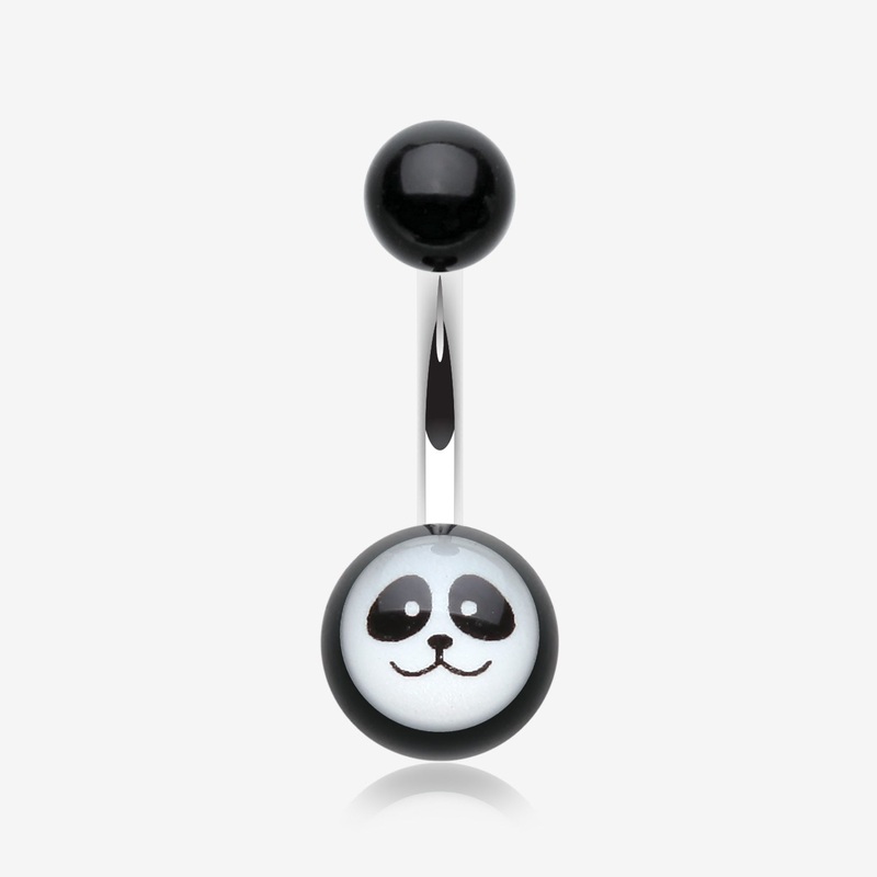 Panda Face Acrylic Logo Belly Button Ring