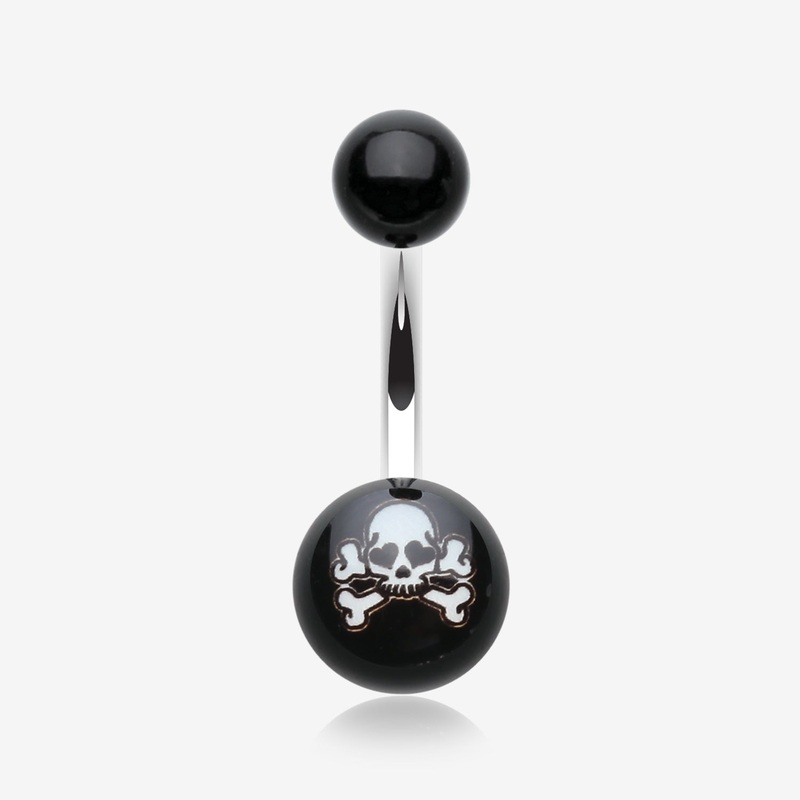 Pirate Skull Acrylic Logo Belly Button Ring