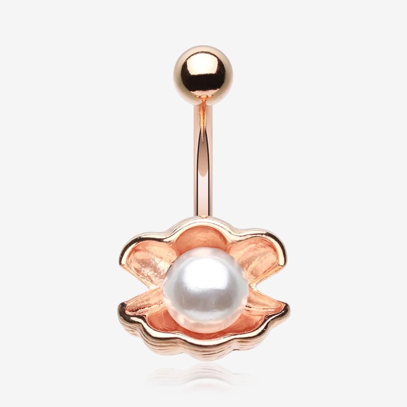 Rose Gold Ariel’s Shell with Pearl Belly Button Ring