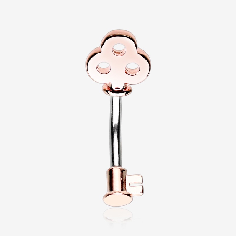 Rose Gold Dainty Princess Key Belly Button Ring