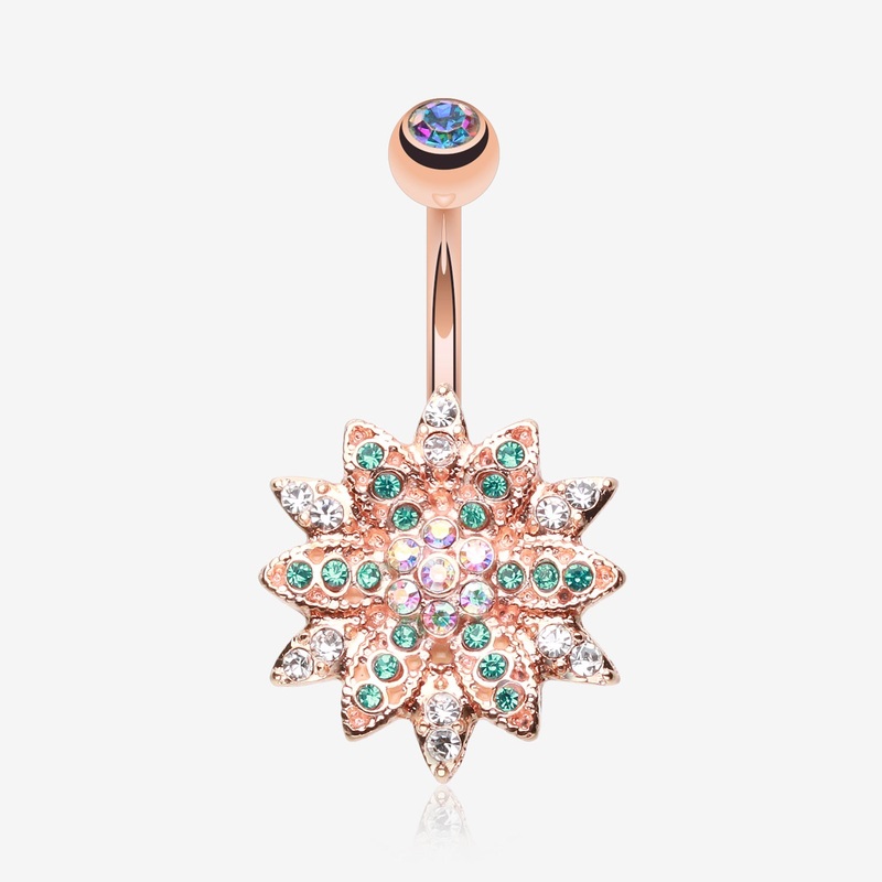 Rose Gold Flower Entice Belly Button Ring