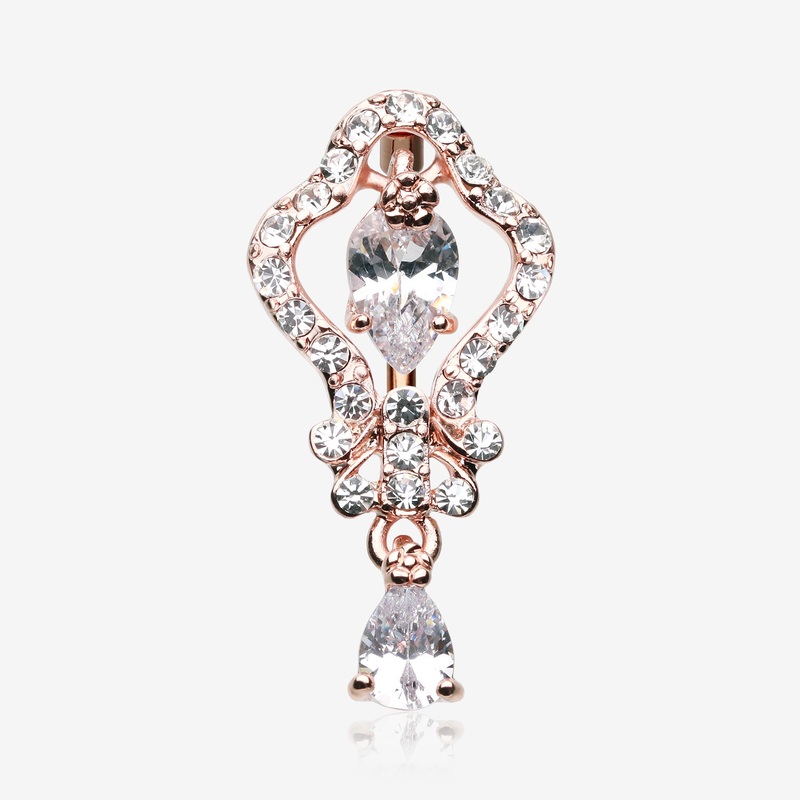 Rose Gold Hera Sparkle Reverse Belly Button Ring