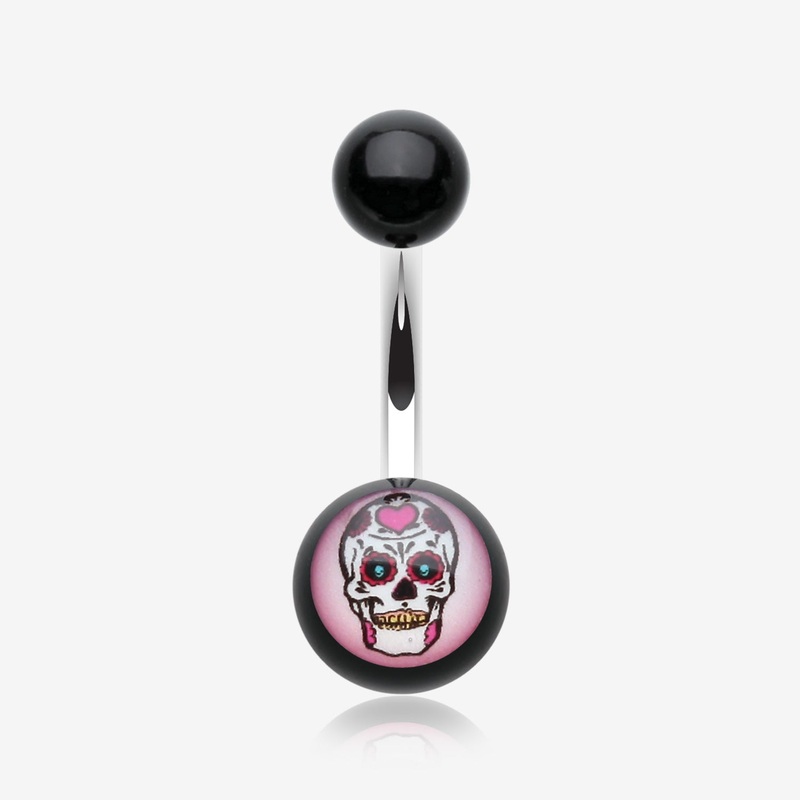 Sugar Skull Acrylic Logo Belly Button Ring