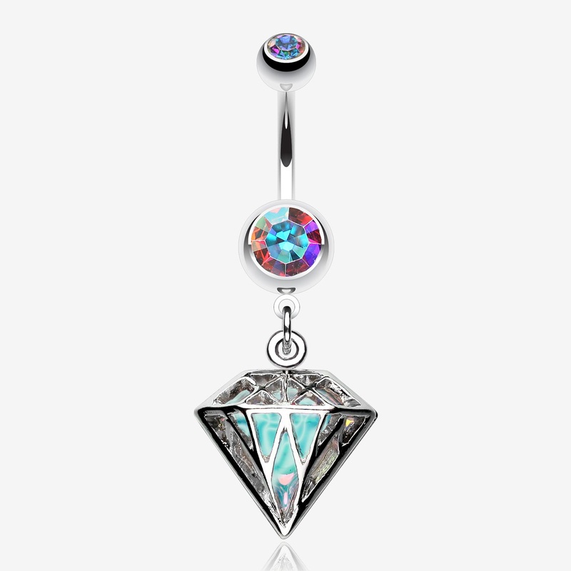 Urban Iridescent Diamond Belly Button Ring